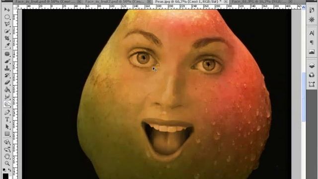 Совмещаем фрукт с лицом в Photoshop CS5 смотреть онлайн