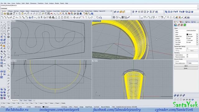 Моделирование кольца в программе Rhino. Ring Snake 3d modelling in Rhinoceros. #SantaYork смотреть онлайн