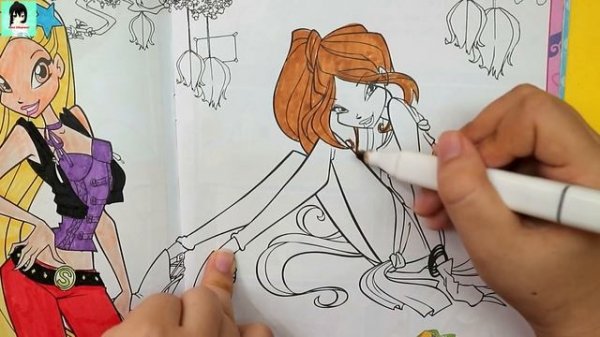 Coloring book page Stella and Flora Winx Club art for kids Ami channel