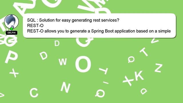 SQL : Solution for easy generating rest services? смотреть онлайн