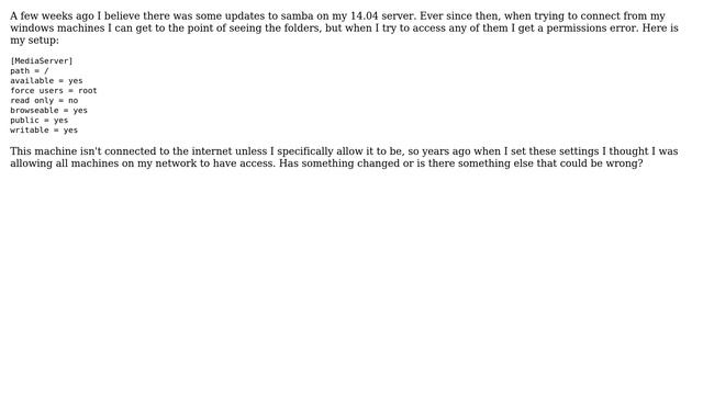 Ubuntu: Samba share stopped working for me a few weeks ago смотреть онлайн