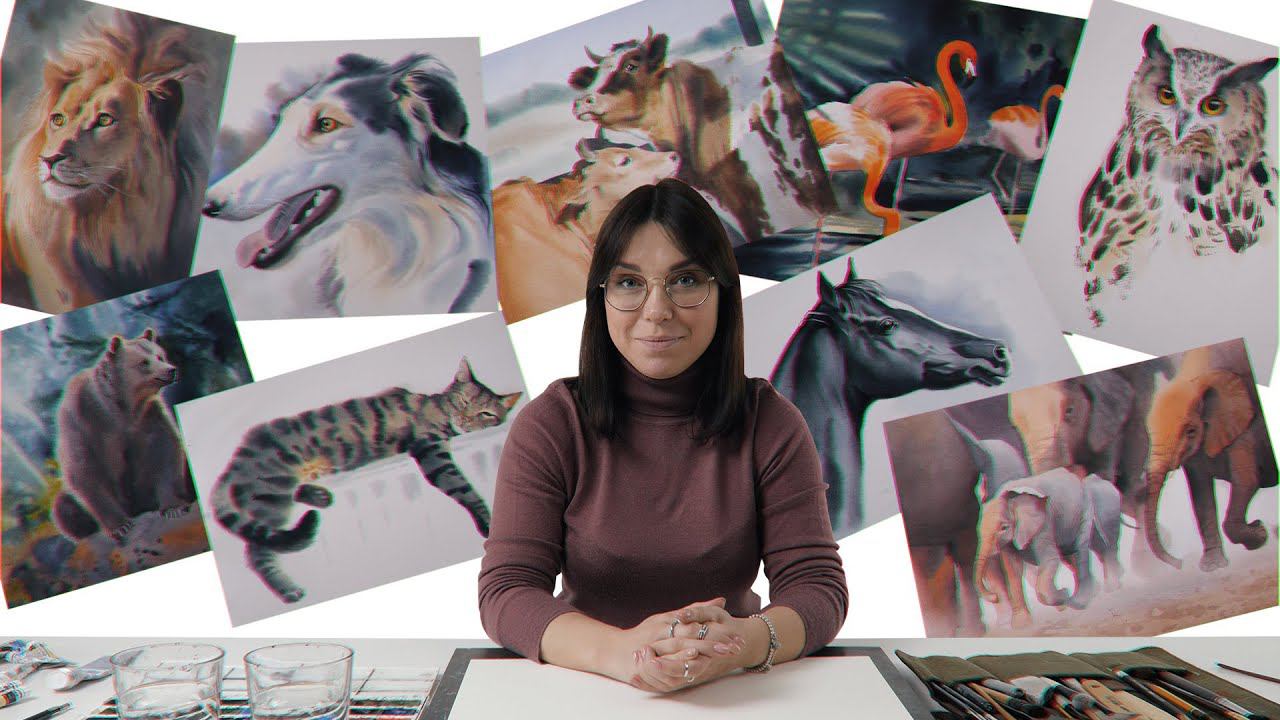 Промо онлайн-курса «Анималистика акварелью» смотреть онлайн