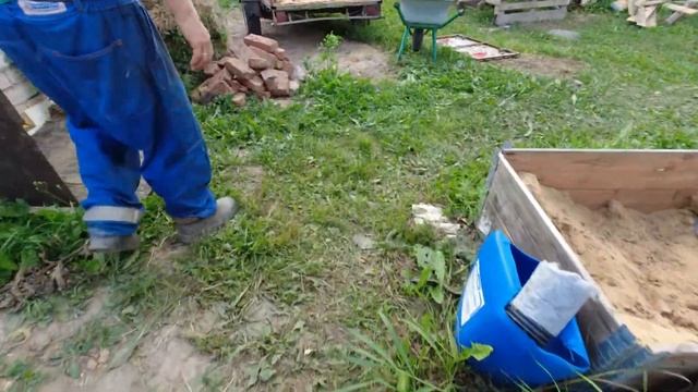 Каркасная баня.  Отмостка.