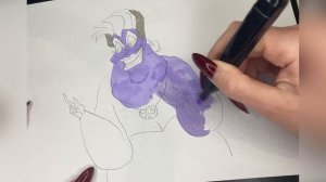 Как нарисовать Урсулу из мультфильма "Русалочка" карандашом и маркерами