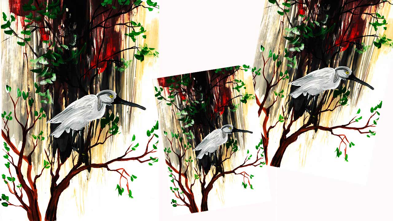 Рисуем аиста. Интерьерная картина. Весенний пейзаж. смотреть онлайн