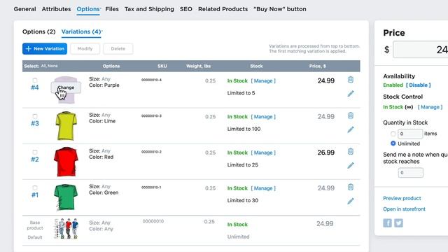How to: Add product variations for product options - Ecwid E-commerce Support смотреть онлайн