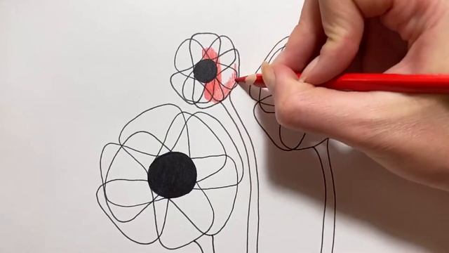 Как нарисовать Цветок МАК/ Простые рисунки из простых линий смотреть онлайн