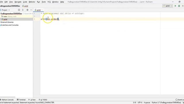 Programmering med Python. Ny fil og print() i PyCharm смотреть онлайн