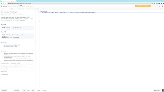 350. Intersection of Two Arrays II - Python - One Line смотреть онлайн