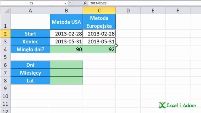 Excel - Funkcja DNI.360 różnica dni, miesięcy, lat pomiędzy datami - porada #199 смотреть онлайн