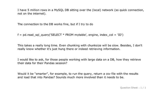 Pandas : Loading 5 million rows into Pandas from MySQL смотреть онлайн