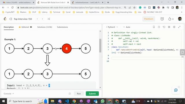 19. Remove Nth Node From End of List | Python | Leetcode Medium смотреть онлайн