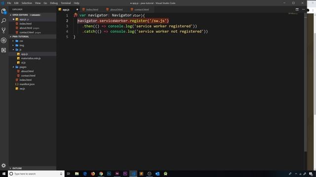 PWA Tutorial for Beginners #8 - Registering a Service Worker смотреть онлайн
