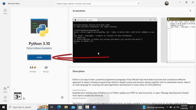 Installation of Python Programming Language Using Microsoft Store смотреть онлайн