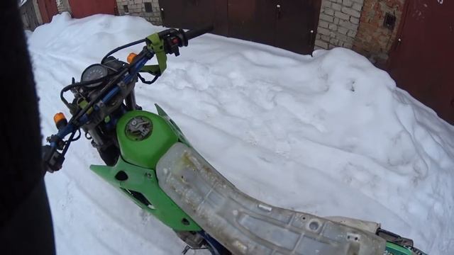 Kawasaki KLX250 запуск в мороз доработанного .