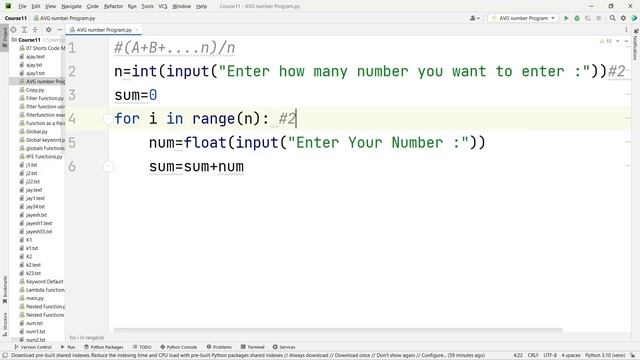 Practice Set 06 Program for Average of N Numbers | Python Tutorial For Beginners in Marathi #62 смотреть онлайн