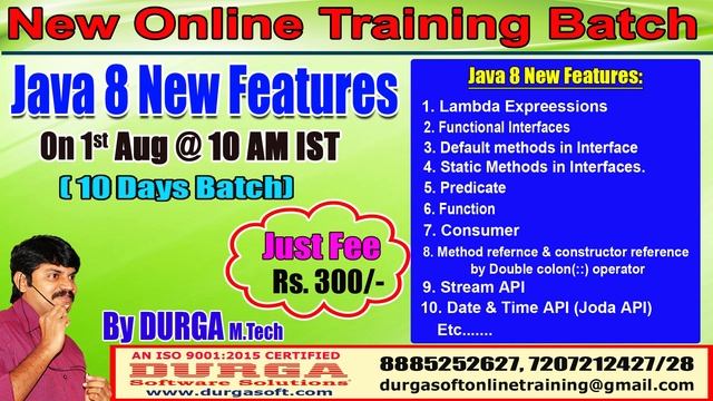 Java 8 New Features Online Training On 1st AUG @ 10:00AM IST by Durga смотреть онлайн