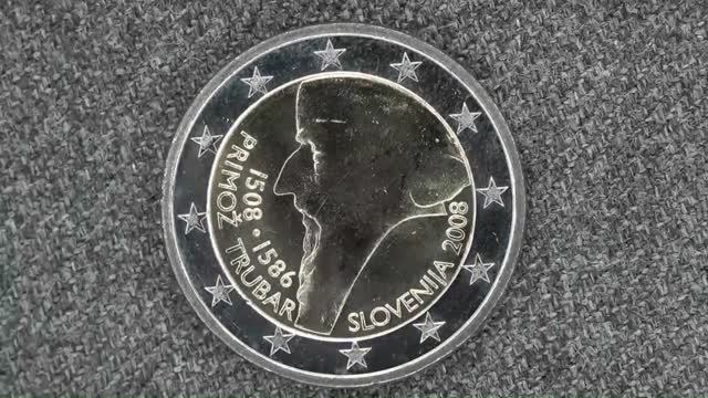 2 евро 2008 года Словения. Пятое столетие со дня рождения Приможа Трубара.
