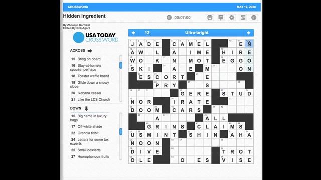 S02E131 USA Today Crossword "Hidden Ingredient" May 10, 2020 смотреть онлайн