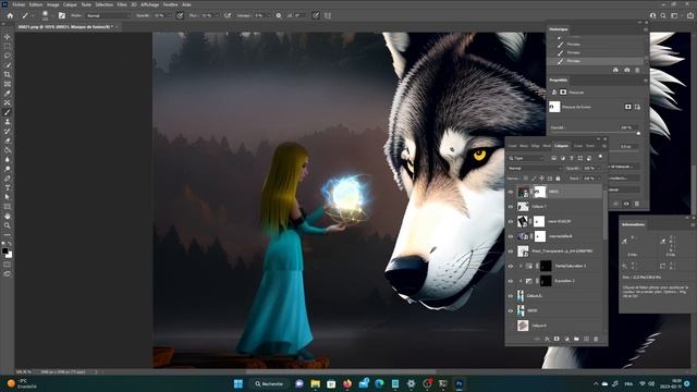 Photoshop + Stable diffusion workflow ( speed art ) Let's do a giant wolf смотреть онлайн