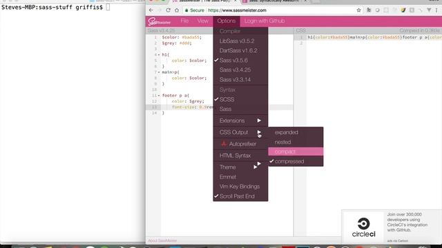 Learn SASS - Output Styles and Sassmeister смотреть онлайн
