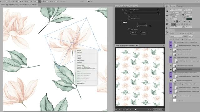 Create a repeat watercolor pattern with Photoshop Adobe Textile Designer смотреть онлайн