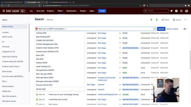 Jira REST API - Get issues without epic смотреть онлайн