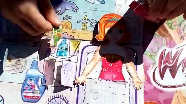 Анжелика показывает бумажный домик для куколки Оли! смотреть онлайн