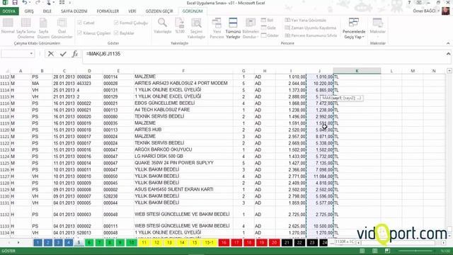 Excel Uygulama Sınavı 6. Soru- 325.video | Ömer BAĞCI смотреть онлайн