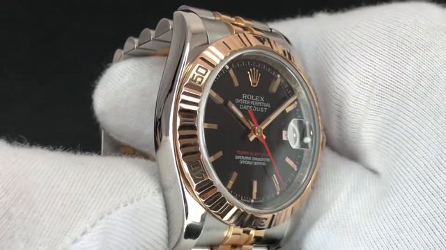 Rolex 116261 Datejust Turn-O-Graph, Rose Gold, Black Dial, 2007
