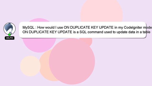 MySQL : How would I use ON DUPLICATE KEY UPDATE in my CodeIgniter model? смотреть онлайн