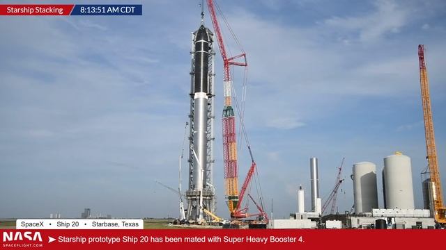Starship Prototype Ship 20 Stacked on Super Heavy смотреть онлайн