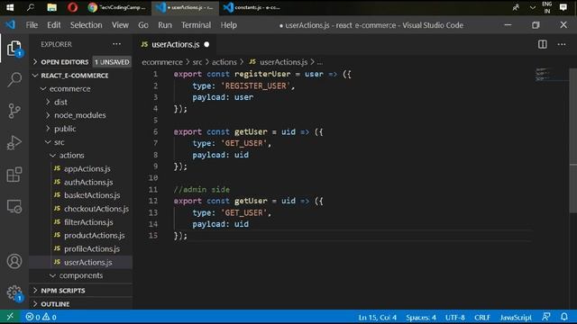Tutorial#20|React.js/Redux E-Commerce - Writing UserActions| Part-6 смотреть онлайн