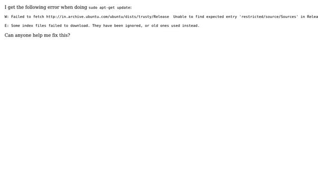 Ubuntu: Sudo apt-get update gives an error смотреть онлайн