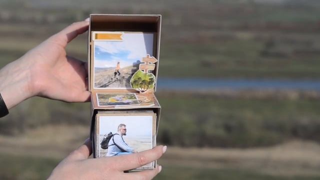 Фотоальбом в виде поп-ап кубика "Поход - это маленькая жизнь". Скрапбукинг. смотреть онлайн