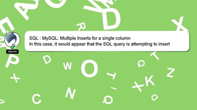 SQL : MySQL: Multiple Inserts for a single column смотреть онлайн