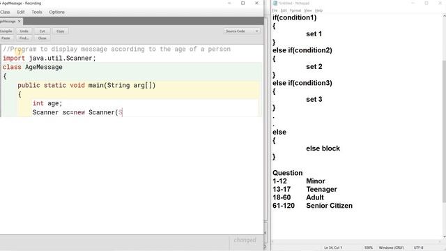 Ladder of if.. in Java With Age-Message Program смотреть онлайн