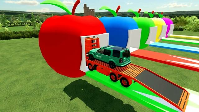 TRANSPORTING POLICE CARS VOLKSWAGEN,RANGER ROVER, FORD WITH MERCEDES TRUCKS ! FS22 смотреть онлайн