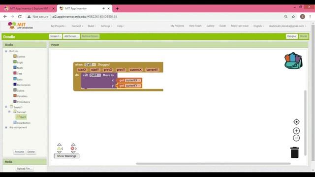 How To Create Doodle App Using MIT App Inventor 2 In Hindi-#6