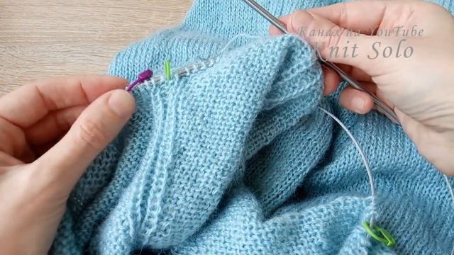 Джемпер регланом снизу. Ч.4: вырез горловины. Knit Solo смотреть онлайн