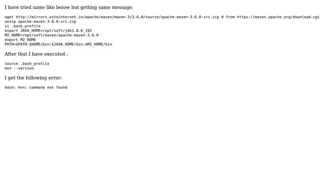Getting bash: mvn: command not found смотреть онлайн