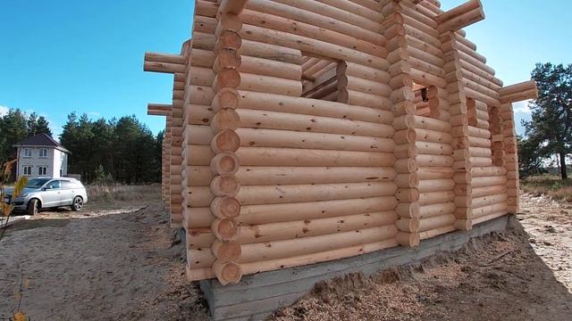 Продолжаем работы по сборке стенового комплекта бани, проект № 83. смотреть онлайн