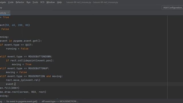 Lesson 66 Move Rect using a Mouse. Python Programming. смотреть онлайн