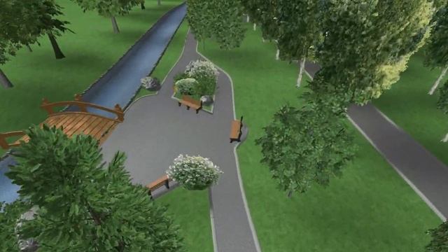 3D проект парка у речки смотреть онлайн