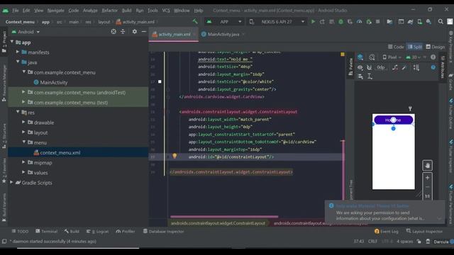 How to create context menu in android studio for beginners || android studio tutorial 2021 || смотреть онлайн