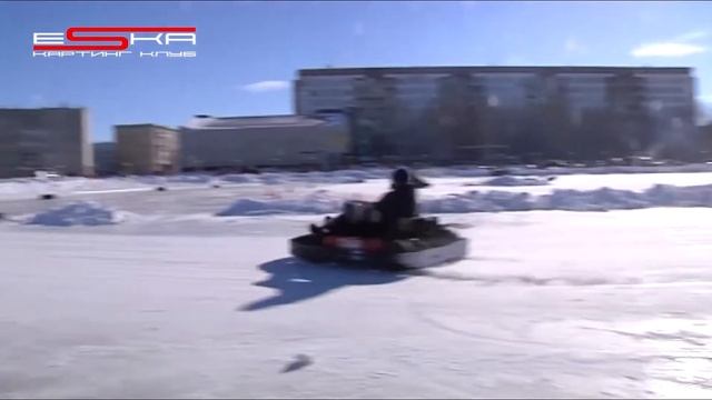 Winter kart racing on ice. TOURNAMENT. helmet camera. Зимний картинг на льду. смотреть онлайн