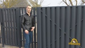 Забор, ворота распашные и калитка из металлоштакетника