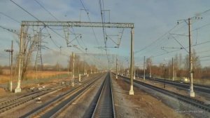 Прибытие в Санкт-Петербург на ЭП2К (Вид из кабины)
