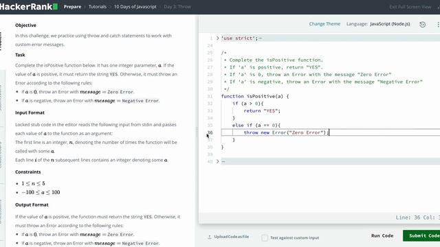 Hackerrank 10 Days of Javascript - Day 3: Throw смотреть онлайн
