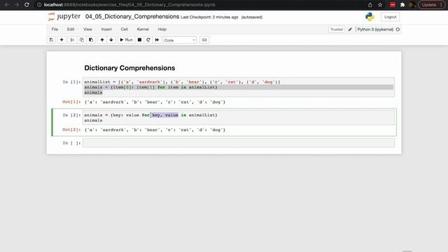 Dictionary Comprehensions | Python Essential Training смотреть онлайн